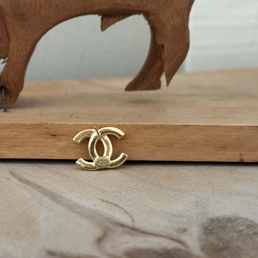Chanel Gold CC w/Clear Crystals Post Earrings Pre-Owned - My Mama Found What
