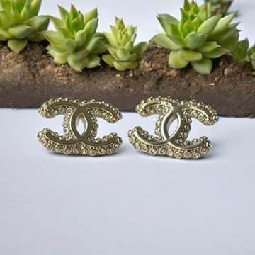 Chanel Gold CC with Clear Crystals Post Earrings Pre-Owned - My Mama Found What