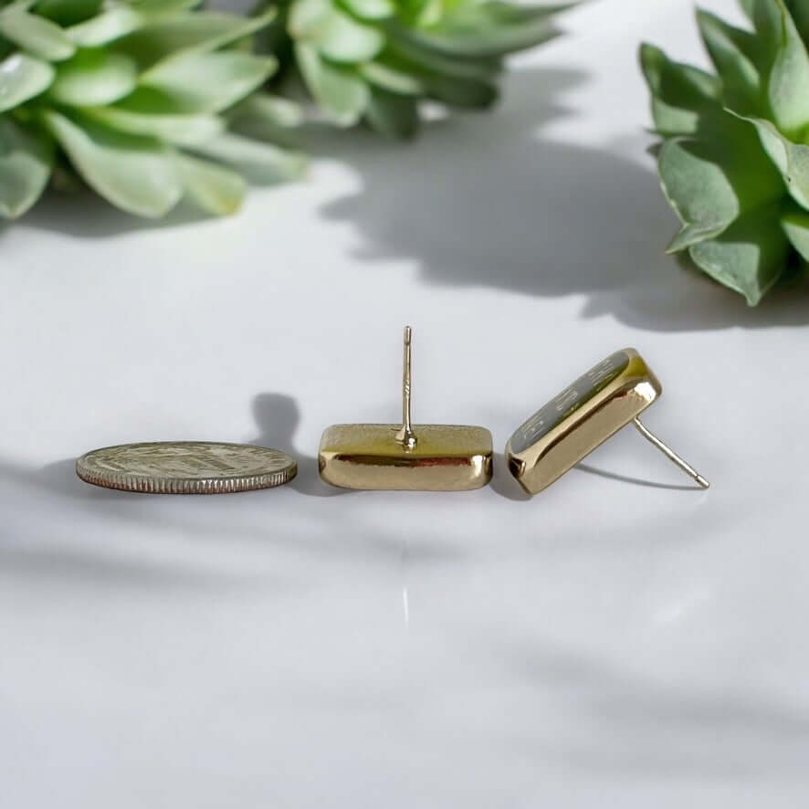 Chanel Gold Black Rounded Square Earrings Pre-Owned - My Mama Found What