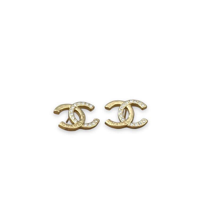 Chanel Gold CC Chanel Mark & Crystals Earrings Pre-Owned - My Mama Found What