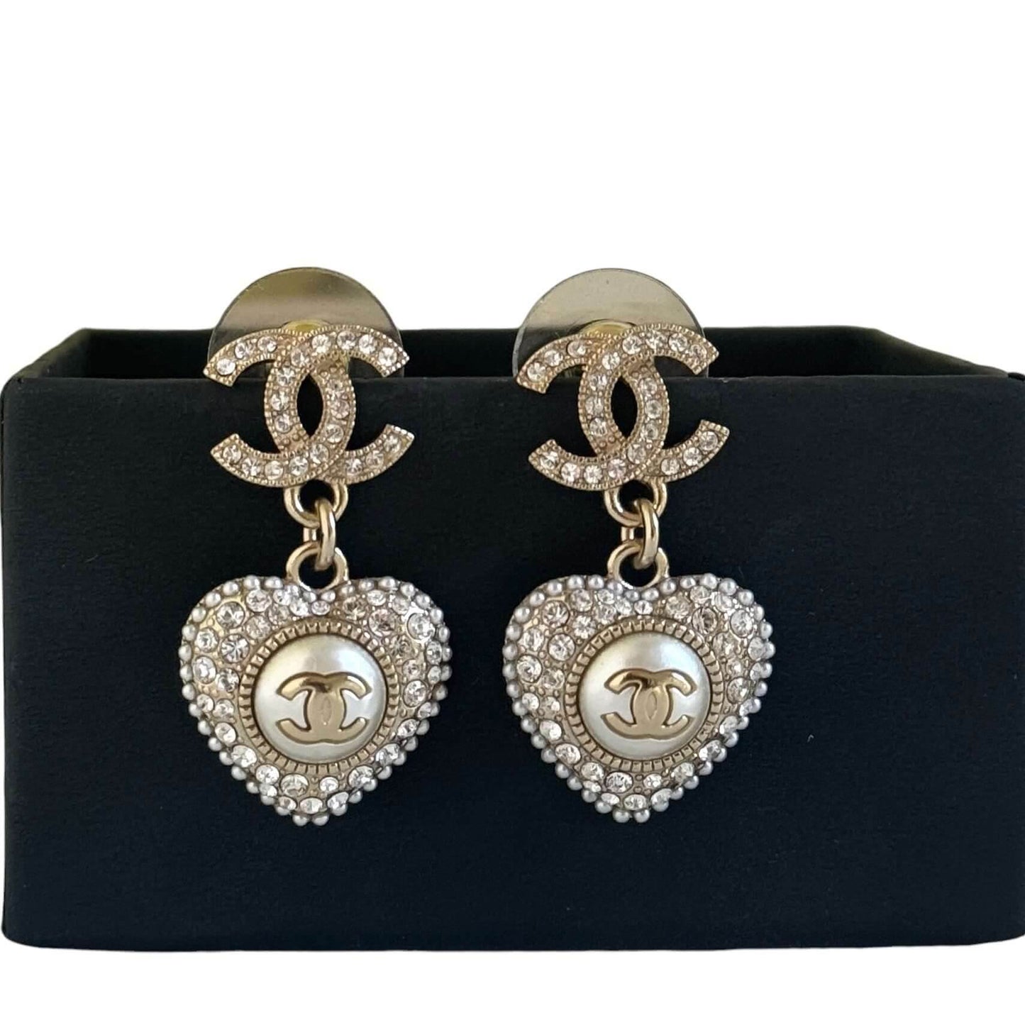 Authentic Chanel CC Gold Dangle Heart Earrings Pre-Owned - My Mama Found What