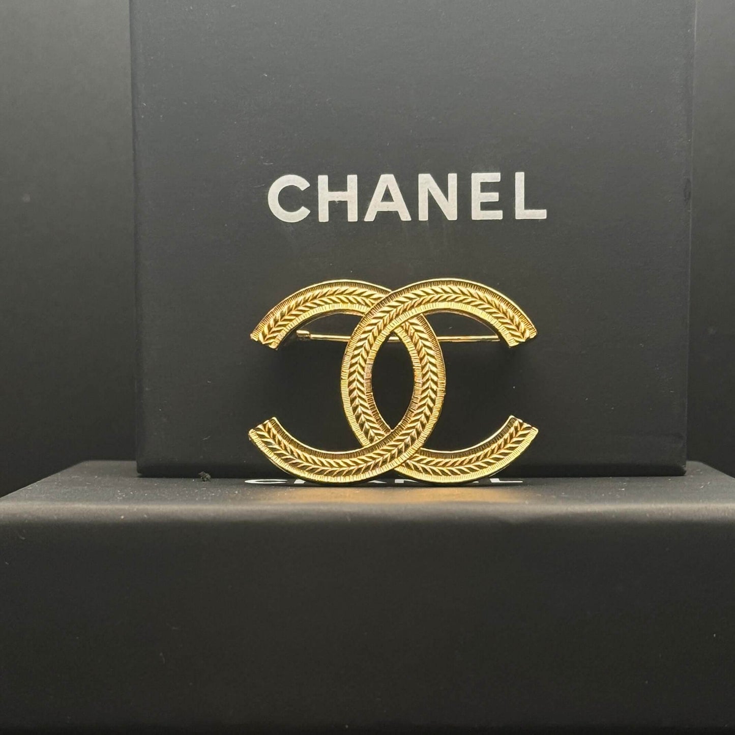 Authentic Chanel CC Textured Gold Brooch Pre-Owned - My Mama Found What