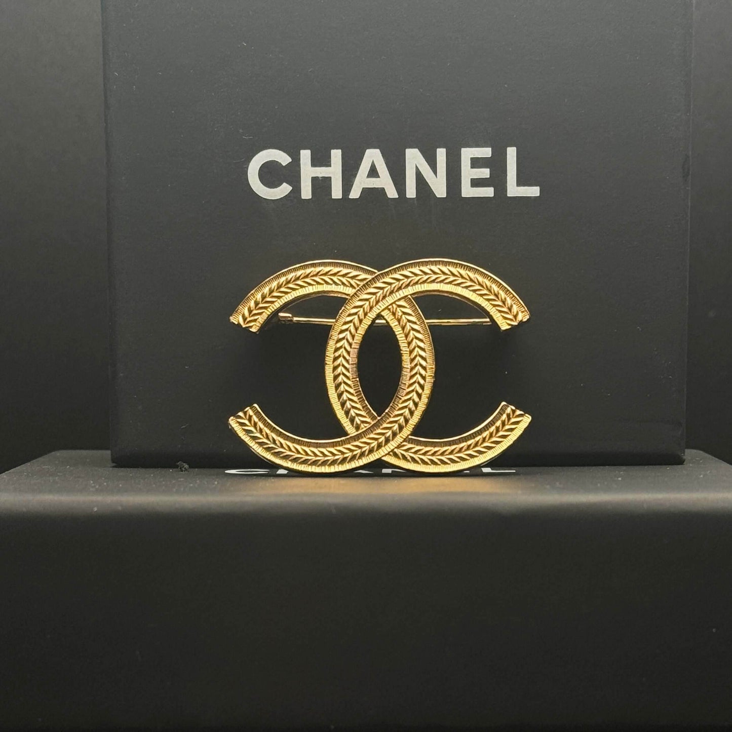 Authentic Chanel CC Textured Gold Brooch Pre-Owned - My Mama Found What