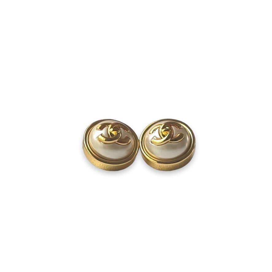 Authentic Chanel Gold CC White Pre-Owned Earrings 24 Italy - My Mama Found What