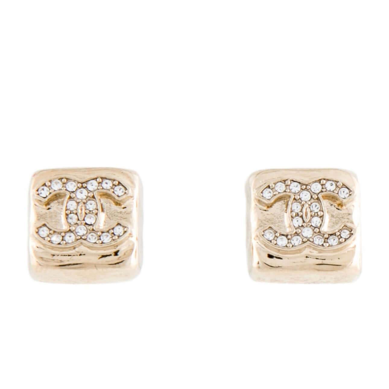 Authentic Chanel Gold Crystals CC S24 Earrings Pre-Owned - My Mama Found What