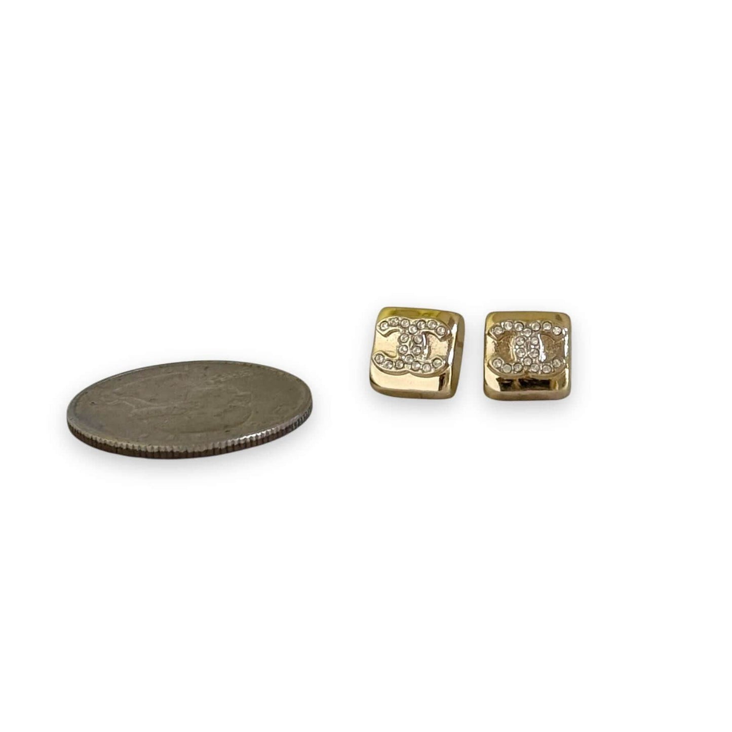Authentic Chanel Gold Crystals CC S24 Earrings Pre-Owned - My Mama Found What