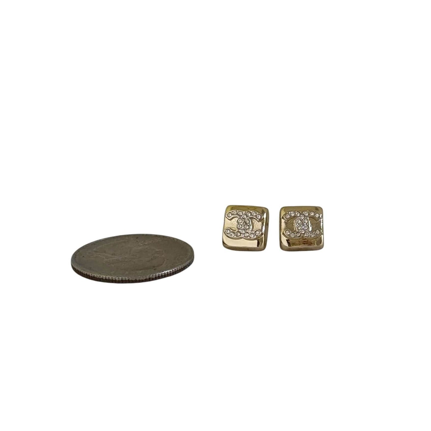 Authentic Chanel Gold Crystals CC S24 Earrings Pre-Owned - My Mama Found What