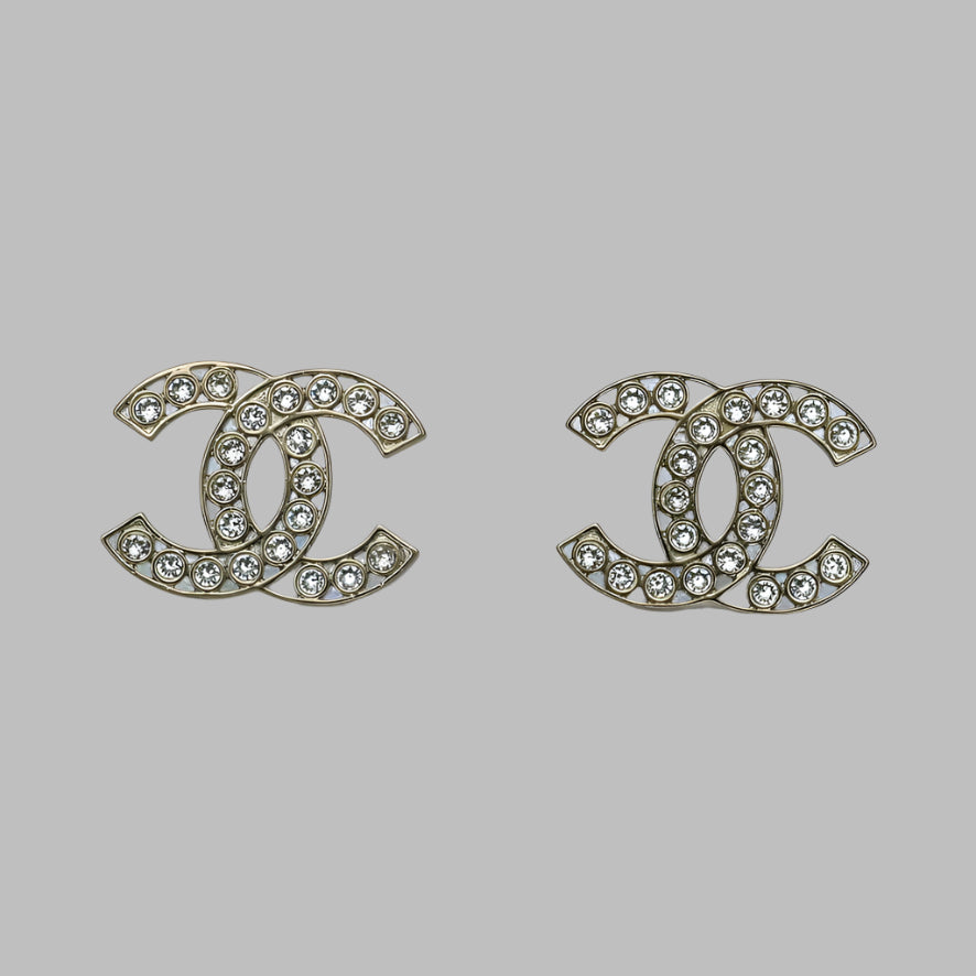Authentic Chanel Lighter Gold CC Crystals Pre-Owned Earrings - My Mama Found What