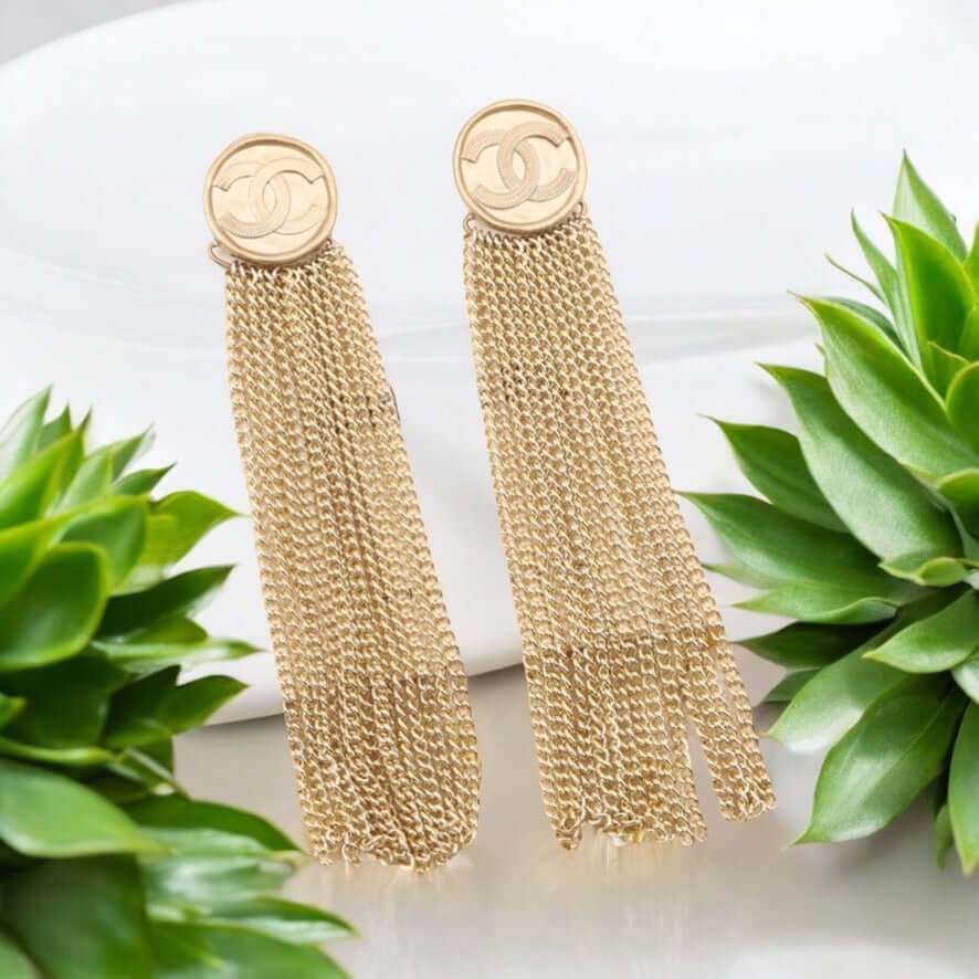 Chanel Gold CC Dangle Earrings Pre-Owned C22 - My Mama Found What