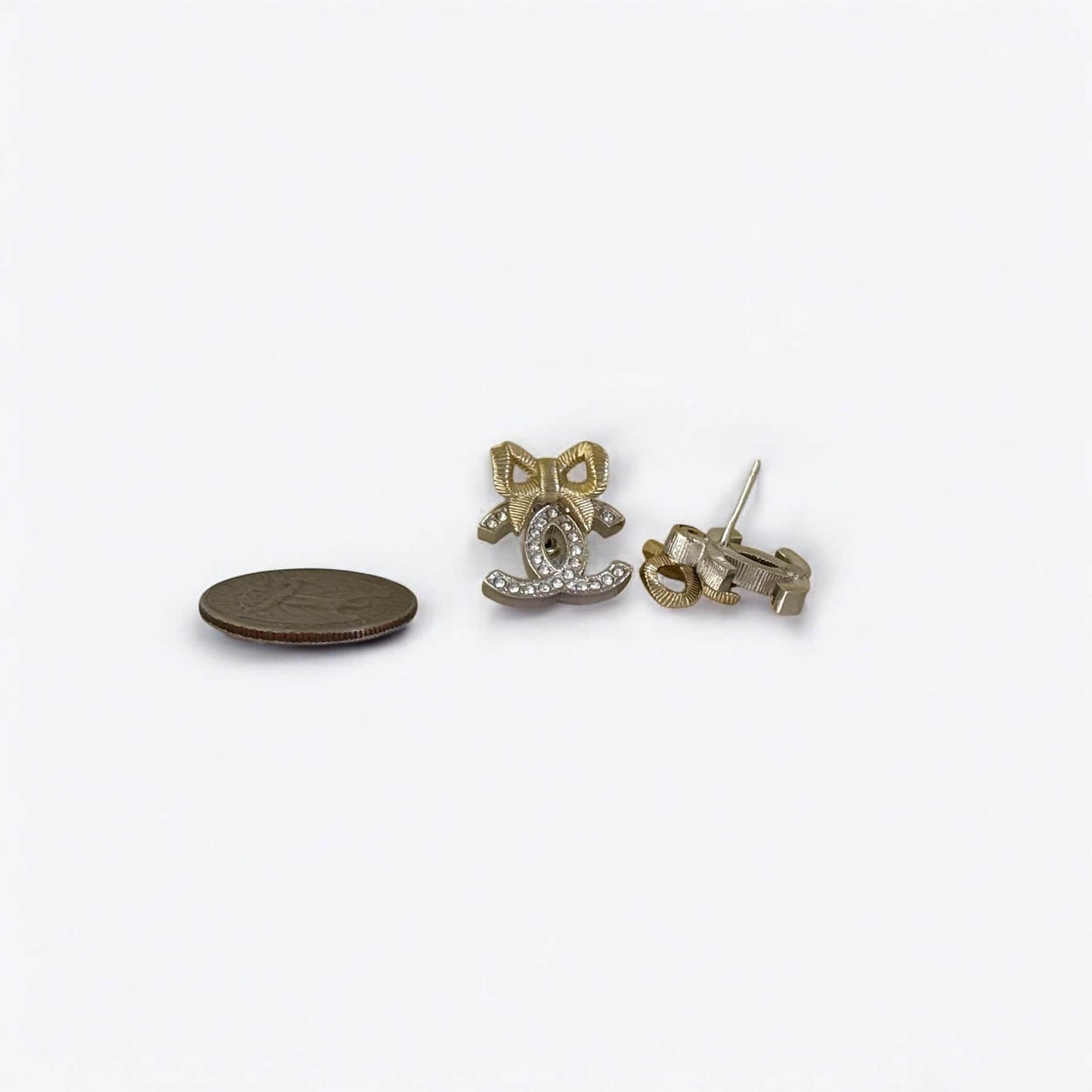 CHANEL CC Gold/Silver with Bows Pre-Owned Earrings 24 - My Mama Found What