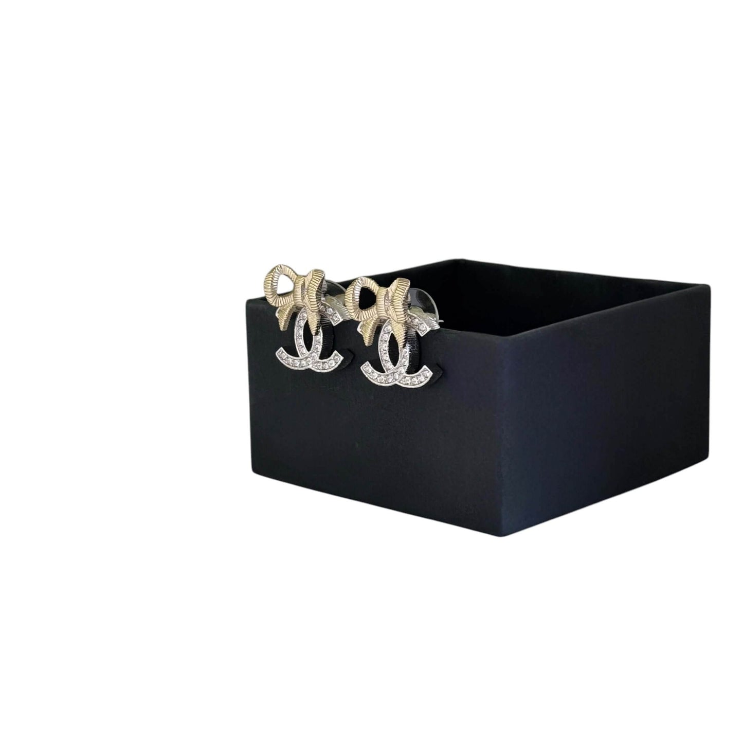CHANEL CC Gold/Silver with Bows Pre-Owned Earrings 24 - My Mama Found What