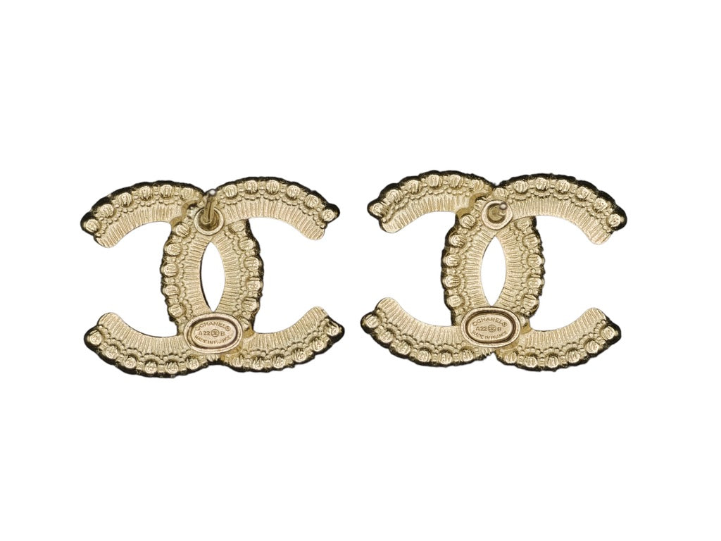 CHANEL CC Gold /strass Black/clear Crystals Pre-Owned Earrings - My Mama Found What
