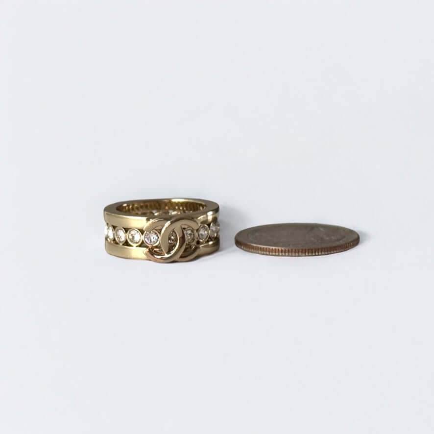 CHANEL CC Gold w/ Crystals Ring Pre-Owned - My Mama Found What