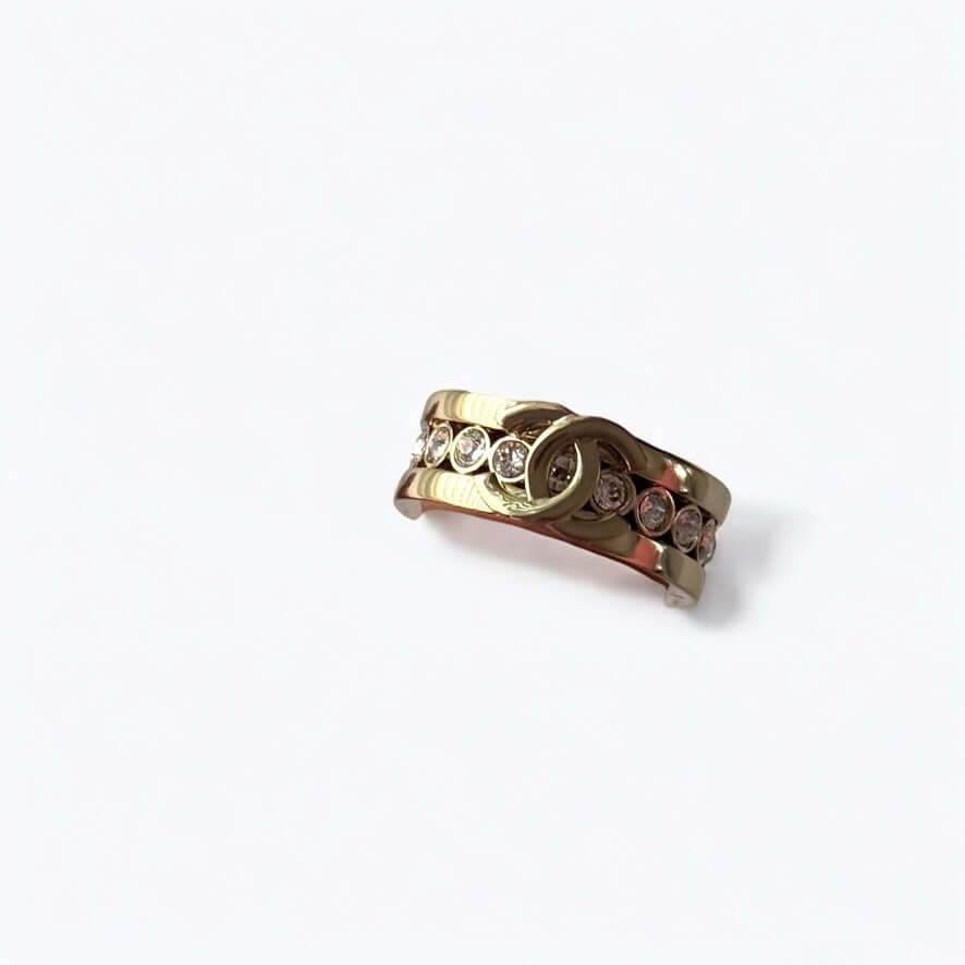 CHANEL CC Gold w/ Crystals Ring Pre-Owned - My Mama Found What