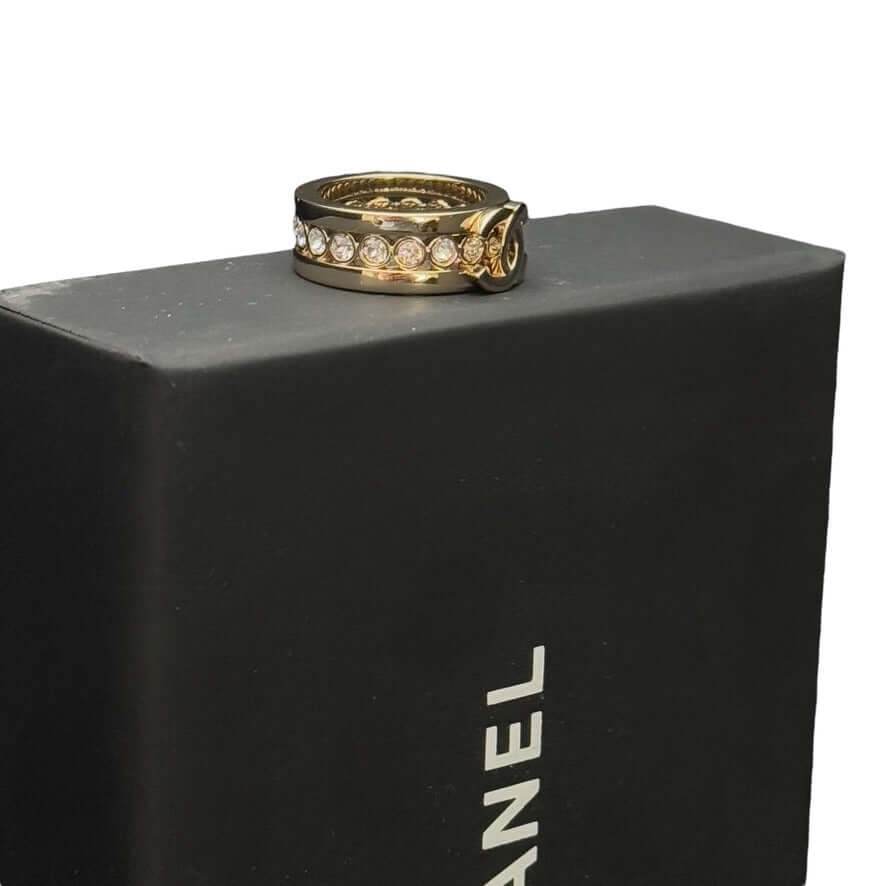 CHANEL CC Gold w/ Crystals Ring Pre-Owned - My Mama Found What