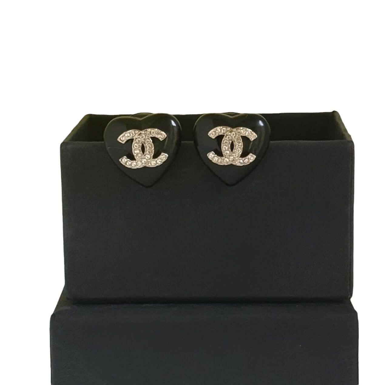 CHANEL CC Heart with Gold & crystal accents Pre-Owned Earrings - My Mama Found What