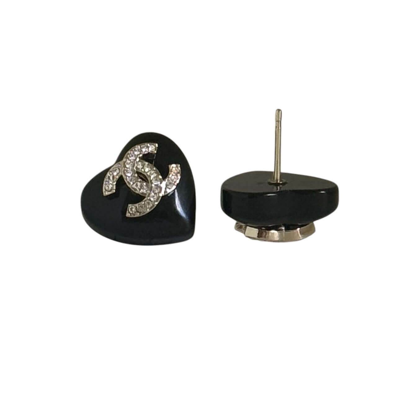 CHANEL CC Heart with Gold & crystal accents Pre-Owned Earrings - My Mama Found What