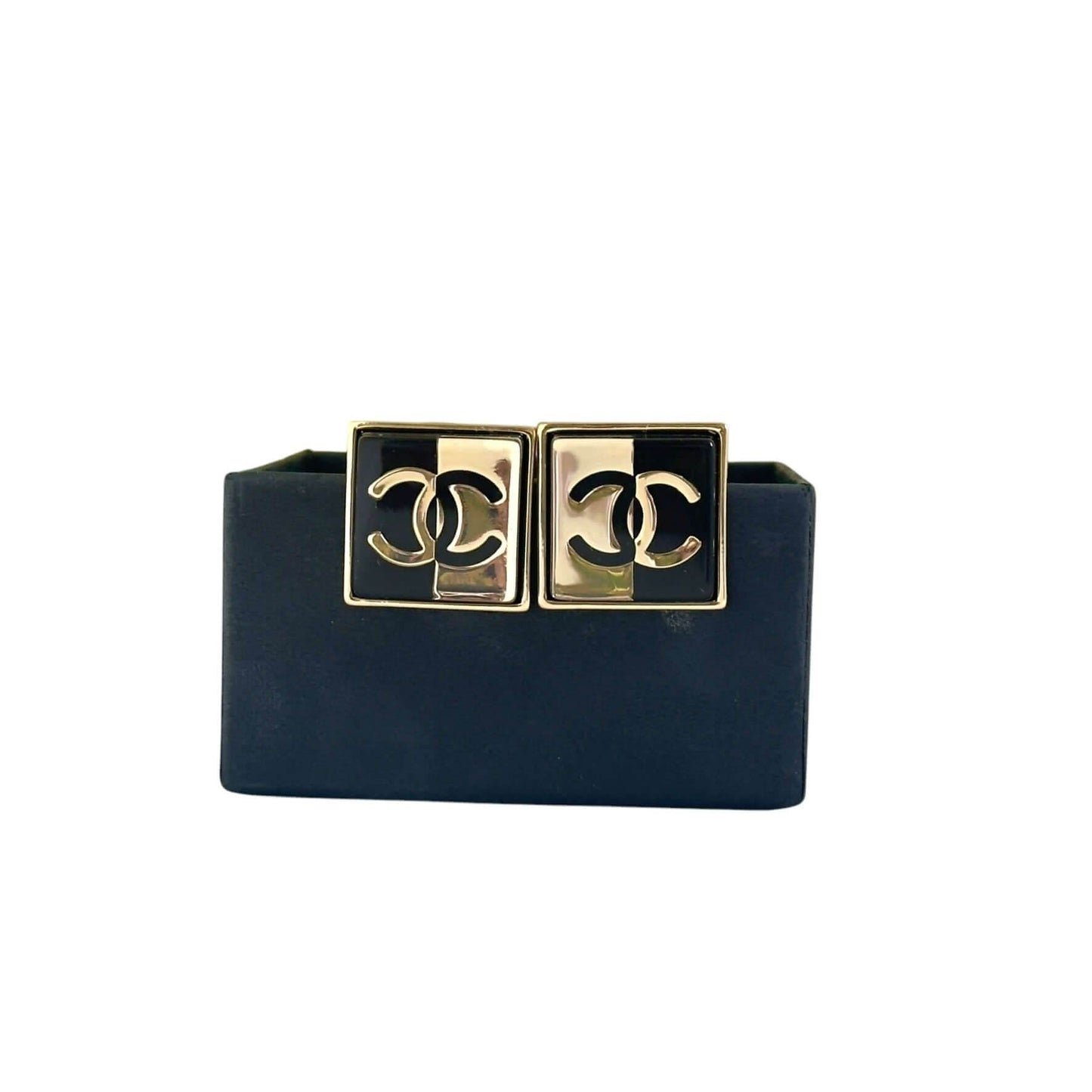 CHANEL CC/MARK Gold/Black Square Earrings Pre-Owned - My Mama Found What My Mama Found What