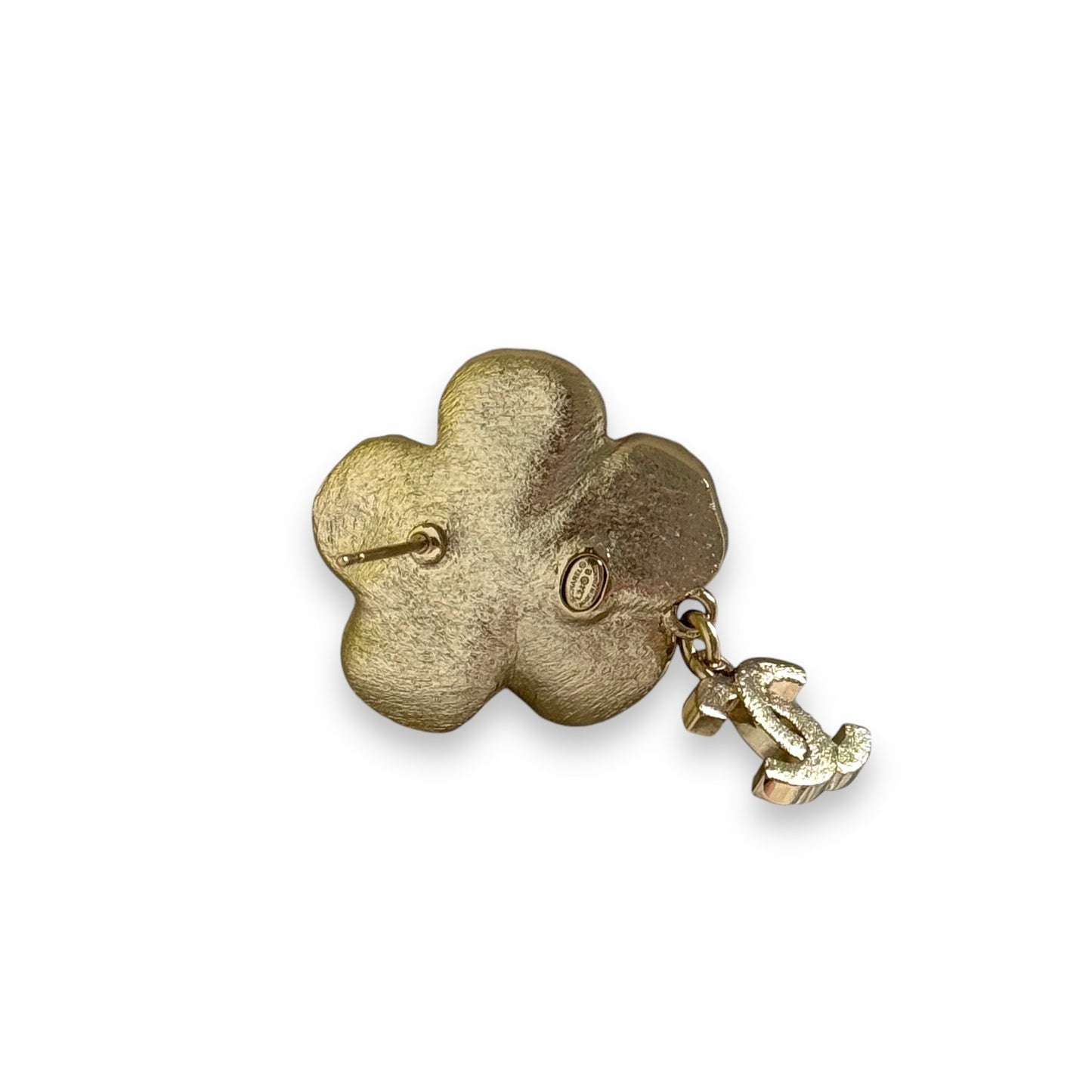 CHANEL Gold CC Camellia Flower Dangle Pre-Owned Earrings w/ crystals - My Mama Found What
