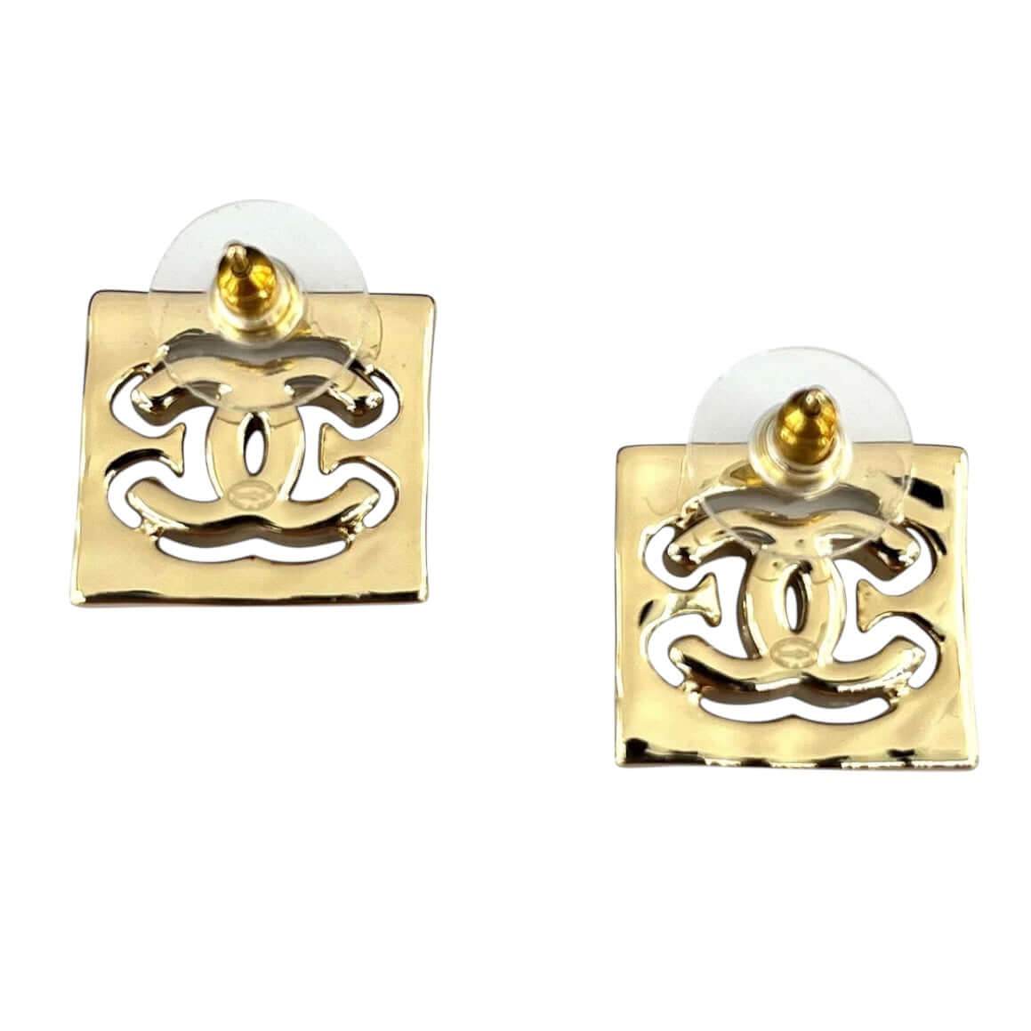 CHANEL Gold CC Cut Out w/Crystals Earrings Pre-Owned - My Mama Found What