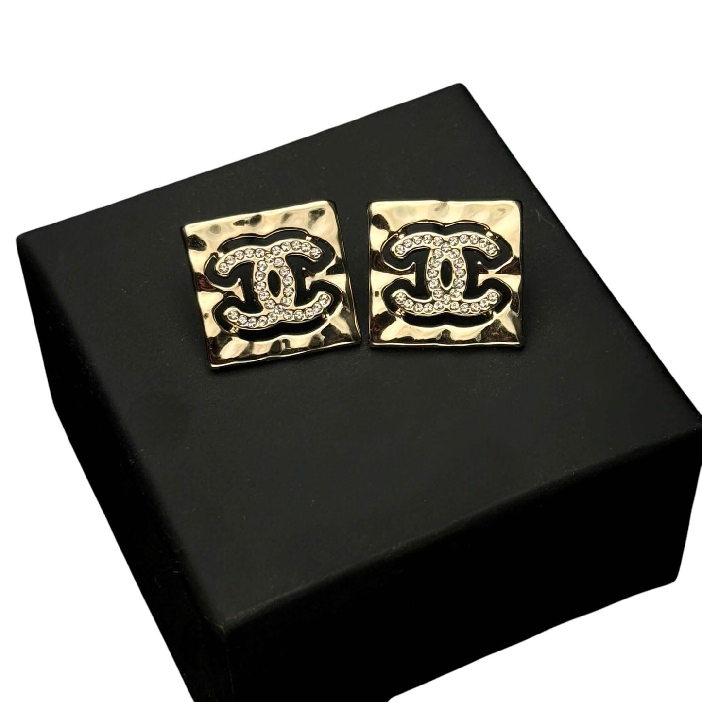 CHANEL Gold CC Cut Out w/Crystals Earrings Pre-Owned - My Mama Found What