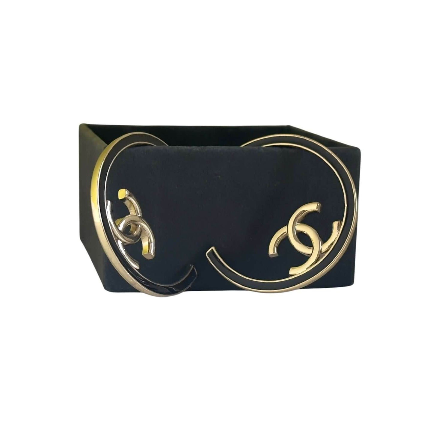 CHANEL Gold CC Hoops Black & Red Pre-Owned Earrings 2 pairs in 1 - My Mama Found What