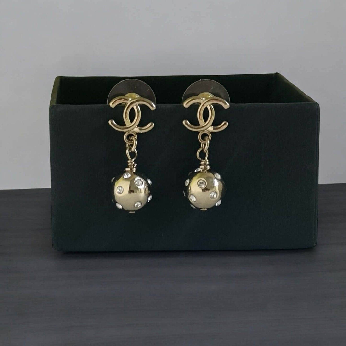CHANEL Gold CC with Round Ball Like Dangling Pre-Owned Earrings - My Mama Found What