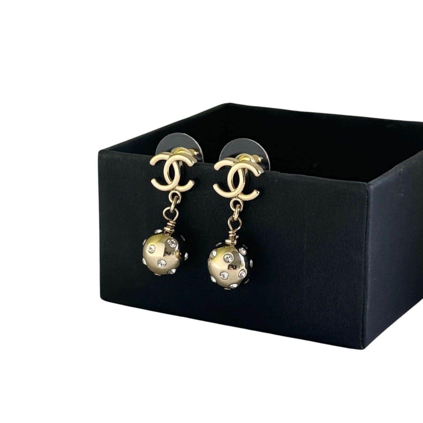 CHANEL Gold CC with Round Ball Like Dangling Pre-Owned Earrings - My Mama Found What