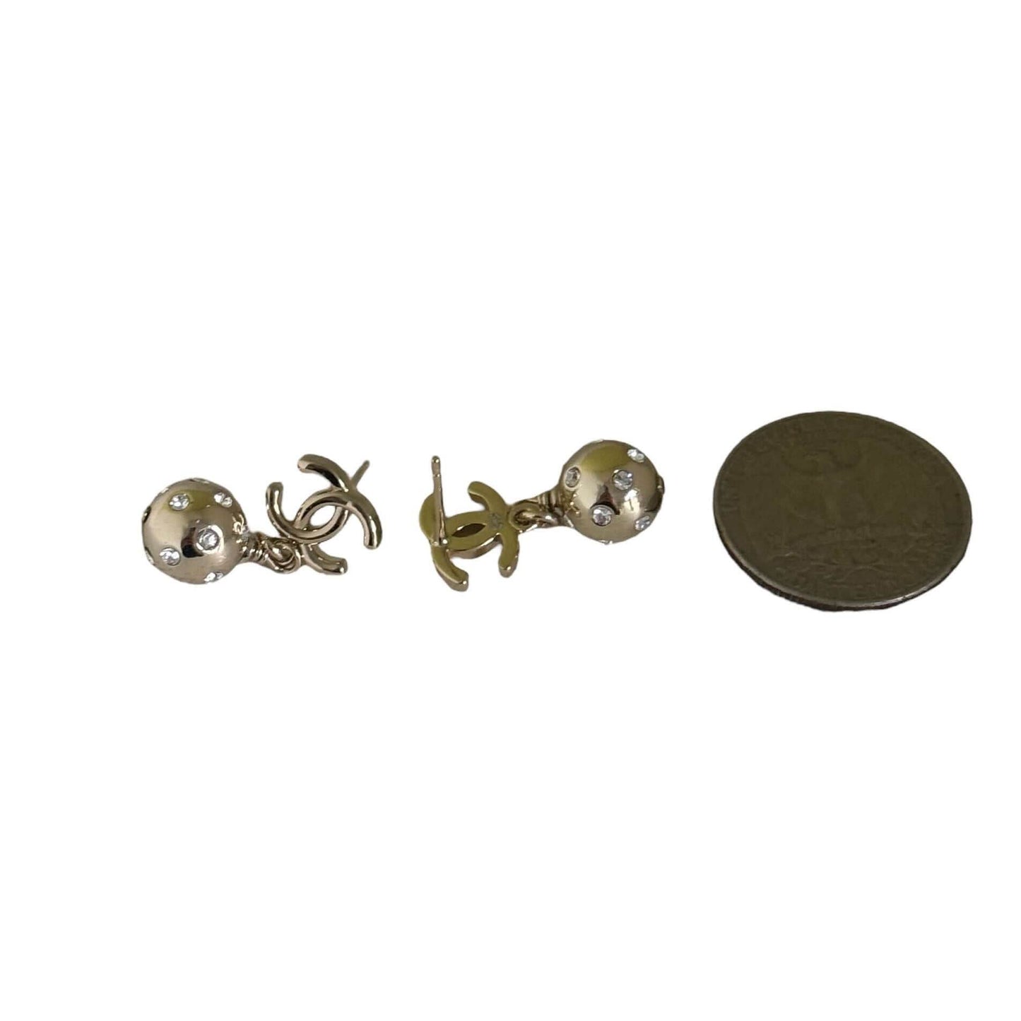 CHANEL Gold CC with Round Ball Like Dangling Pre-Owned Earrings - My Mama Found What