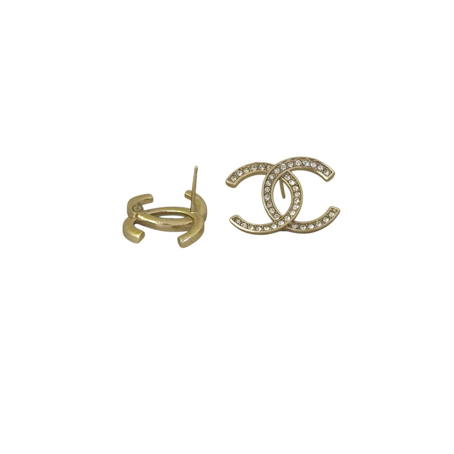 CHANEL Gold CC with crystals Pre-Owned Earrings 21 Minimalist - My Mama Found What