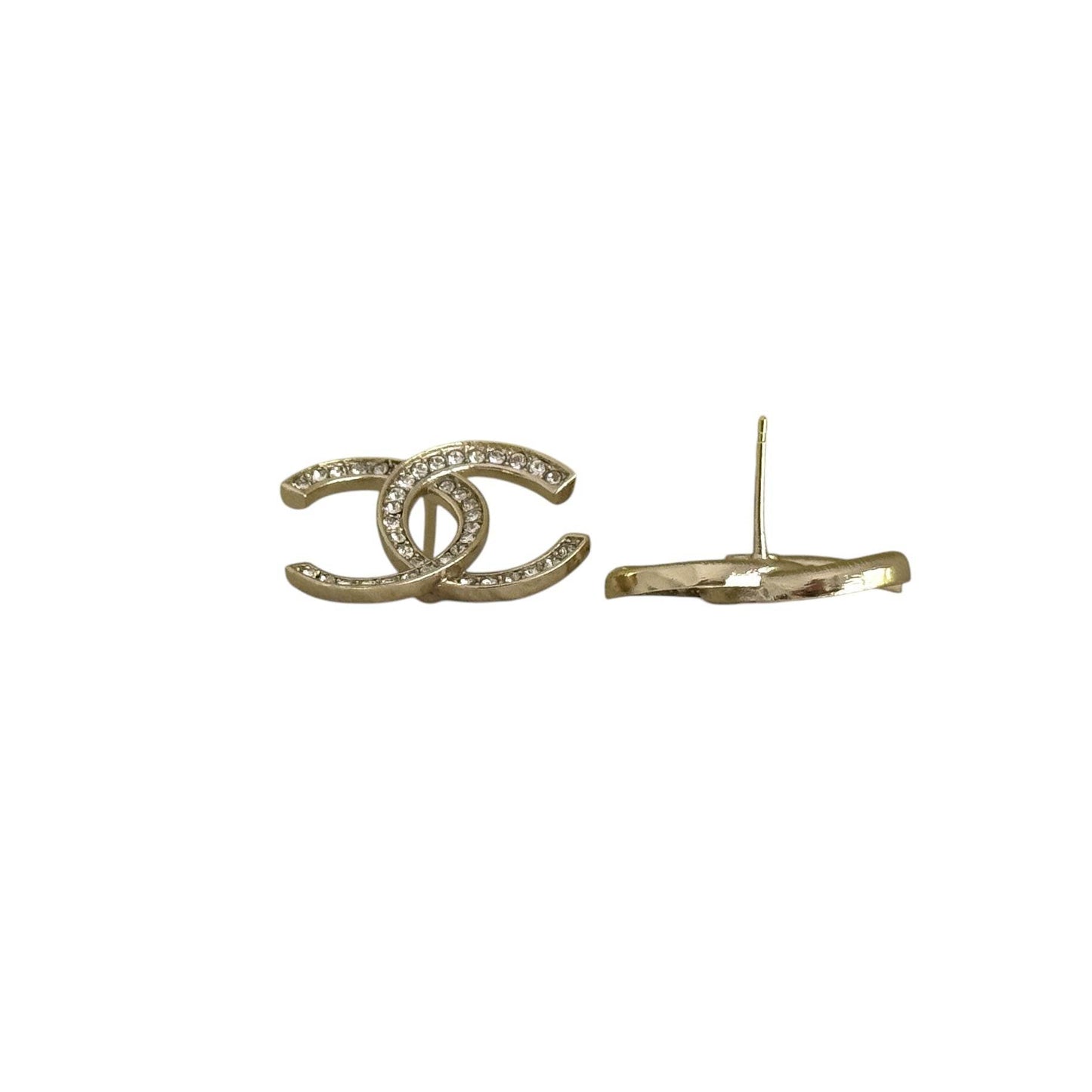 CHANEL Gold CC with crystals Pre-Owned Earrings 21 Minimalist - My Mama Found What