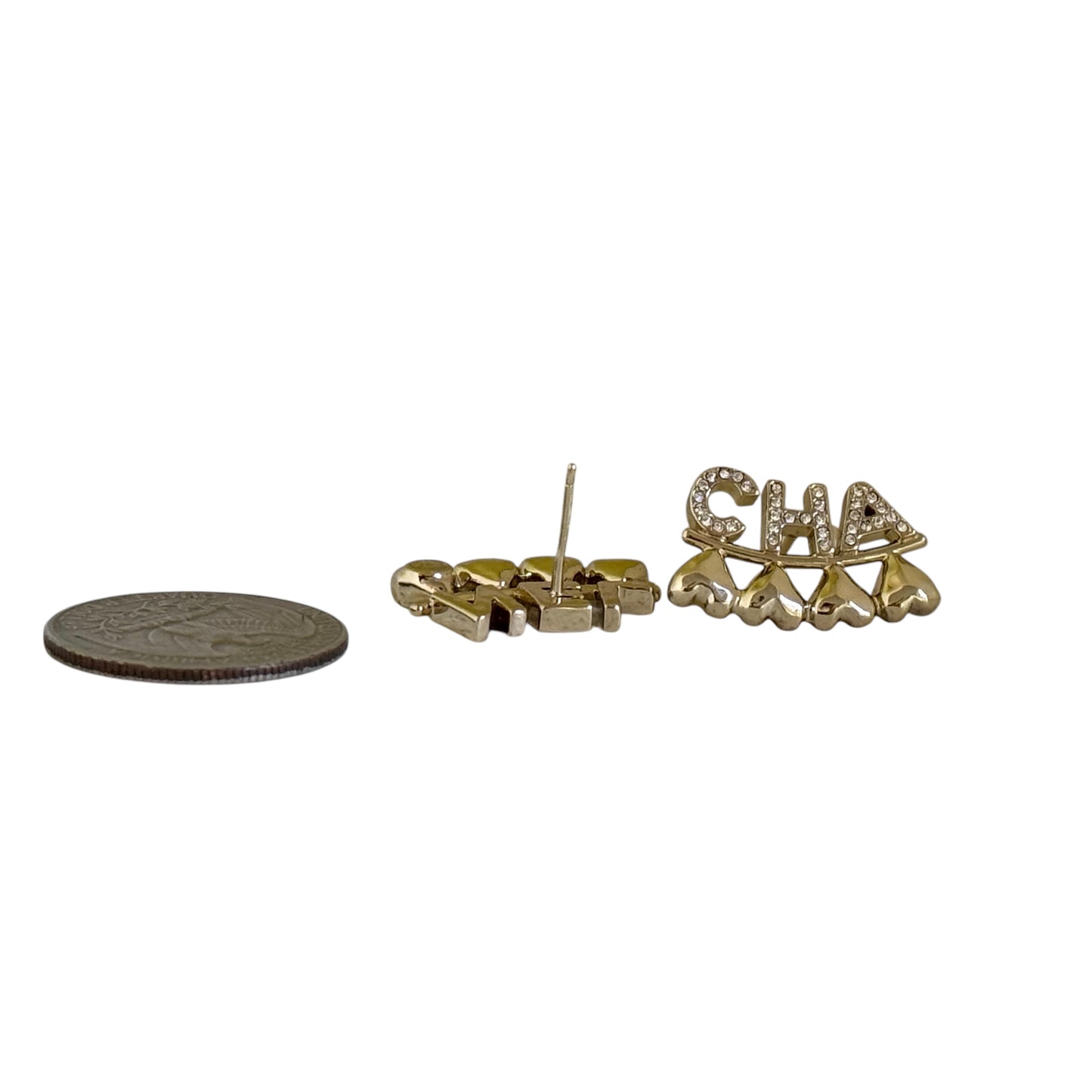 CHANEL MARK Gold W/ Hearts Pre-Owned Earrings - My Mama Found What
