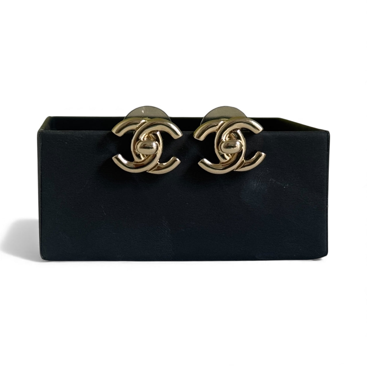 Chanel Gold CC Lock Pre-Owned Post Earrings Authentic - My Mama Found What My Mama Found What