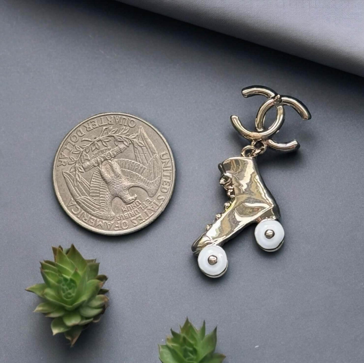 Chanel Gold CC Rollar Skates Dangling Earrings Pre-Owned - My Mama Found What