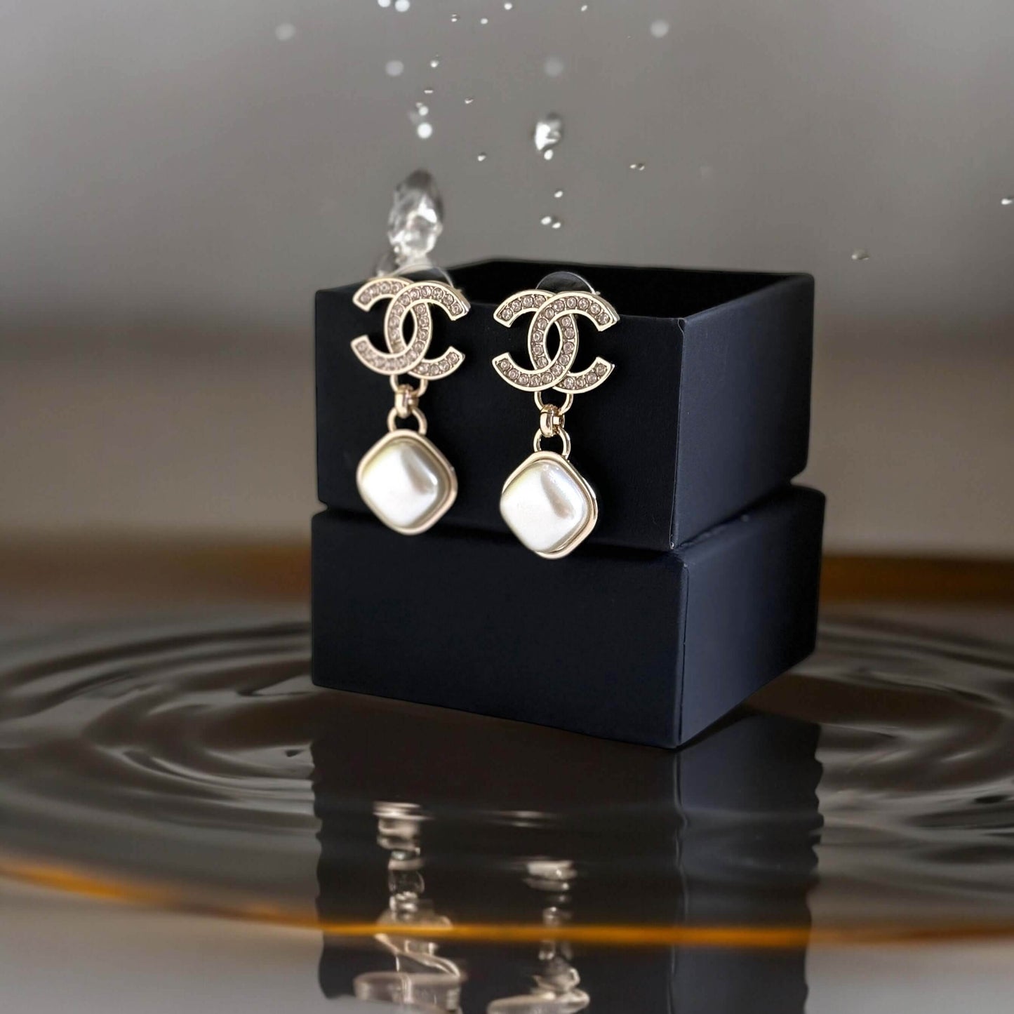 Chanel Gold CC w/ Crystals Dangle Pearl Earrings Pre-Owned I 24 P - My Mama Found What
