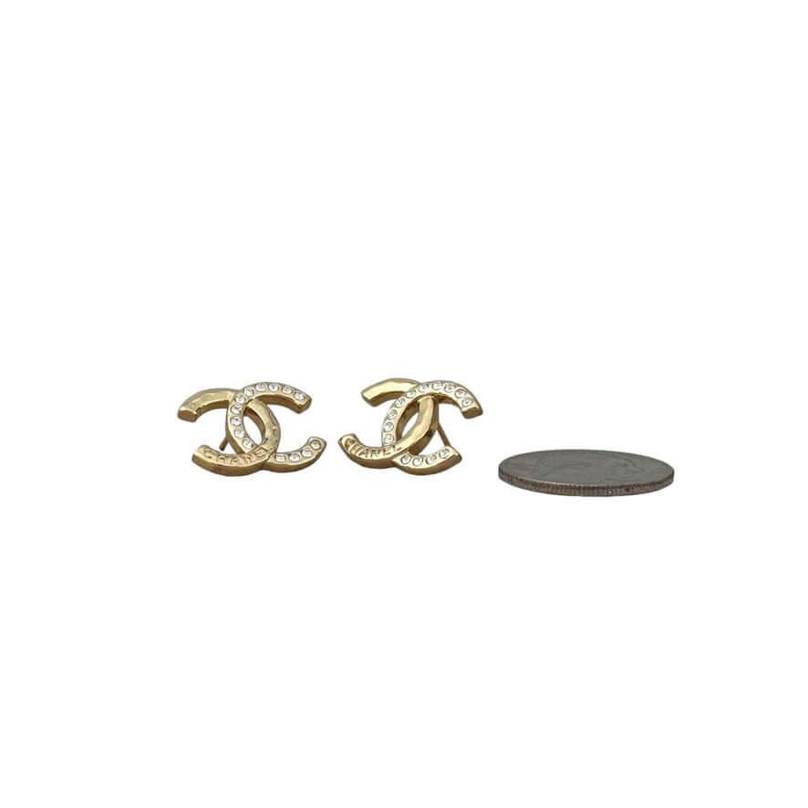 Chanel Gold CC Chanel Mark & Crystals Earrings Pre-Owned - My Mama Found What