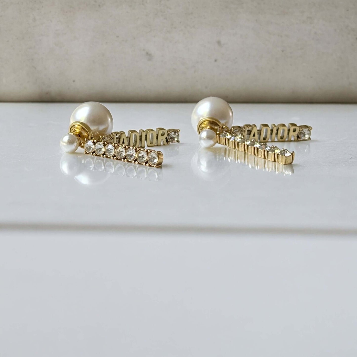 Dior Gold Pearl Crystal Dangle JADOIR Earrings Pre-Owned - My Mama Found What