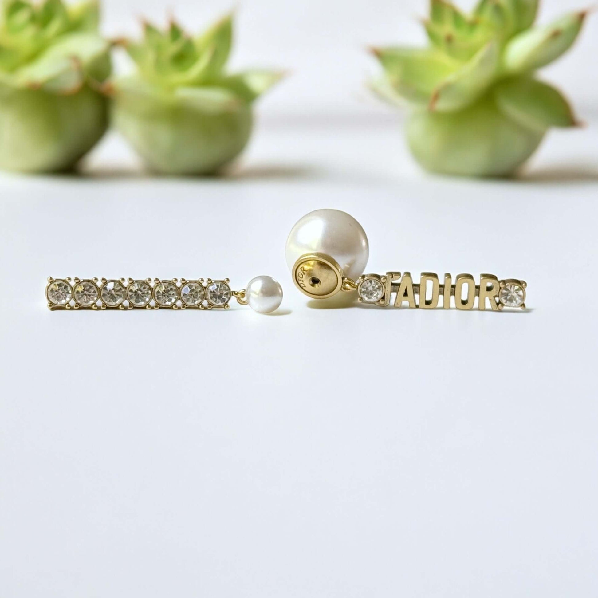 Dior  Gold Pearl Crystal Dangle JADOIR Earrings Pre-Owned - My Mama Found What