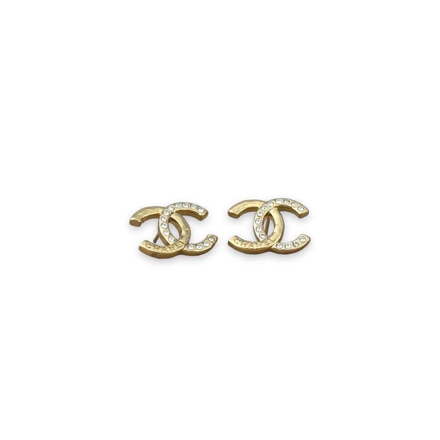 Chanel Gold CC Chanel Mark & Crystals Earrings Pre-Owned - My Mama Found What