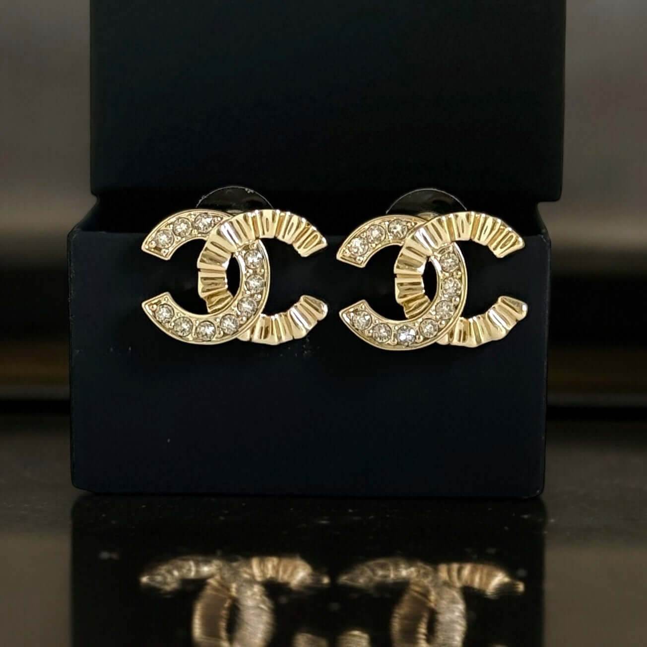Chanel Gold CC Crystals Earrings Pre-Owned 21 - My Mama Found What