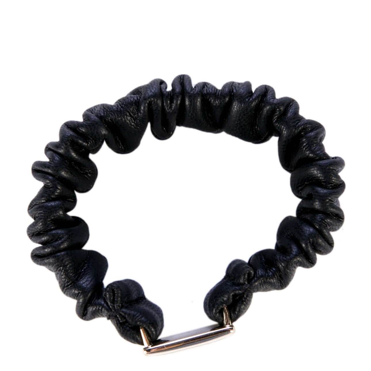 Chanel Gold CC Black Leather Scrunchie - My Mama Found What