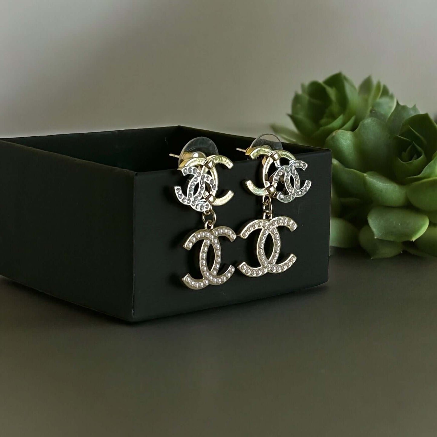 Chanel Triple CC Gold , Silver , Pearls & Crystals Earrings - My Mama Found What