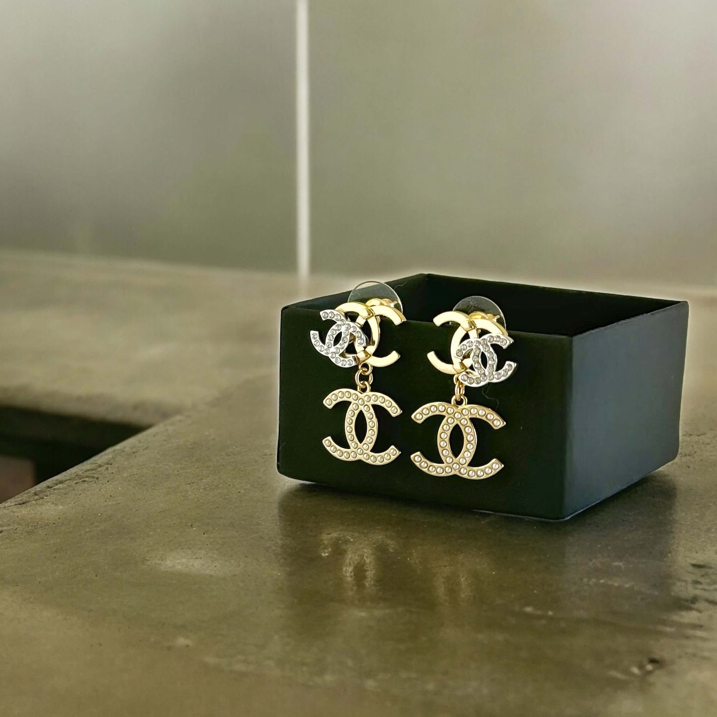 Chanel Triple CC Gold , Silver , Pearls & Crystals Earrings - My Mama Found What