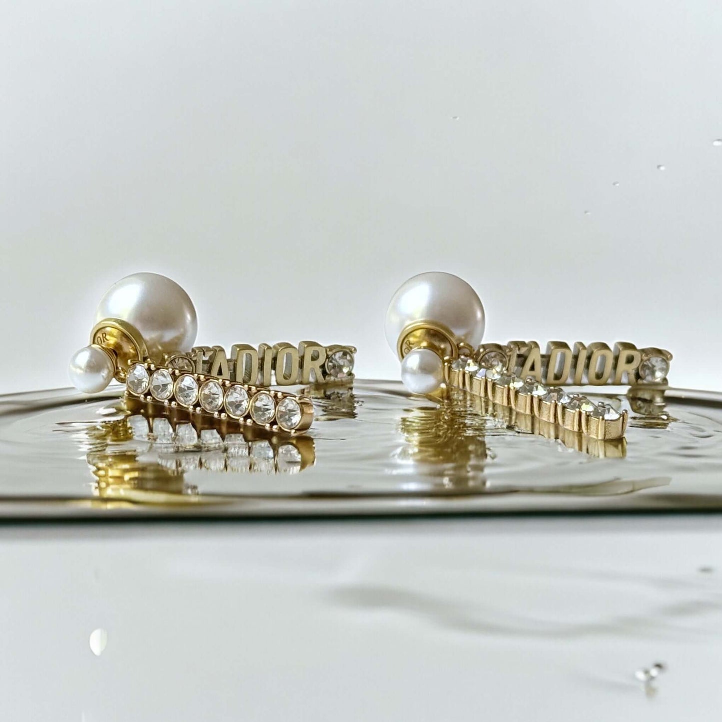 Dior Gold Pearl Crystal Dangle JADOIR Earrings Pre-Owned - My Mama Found What