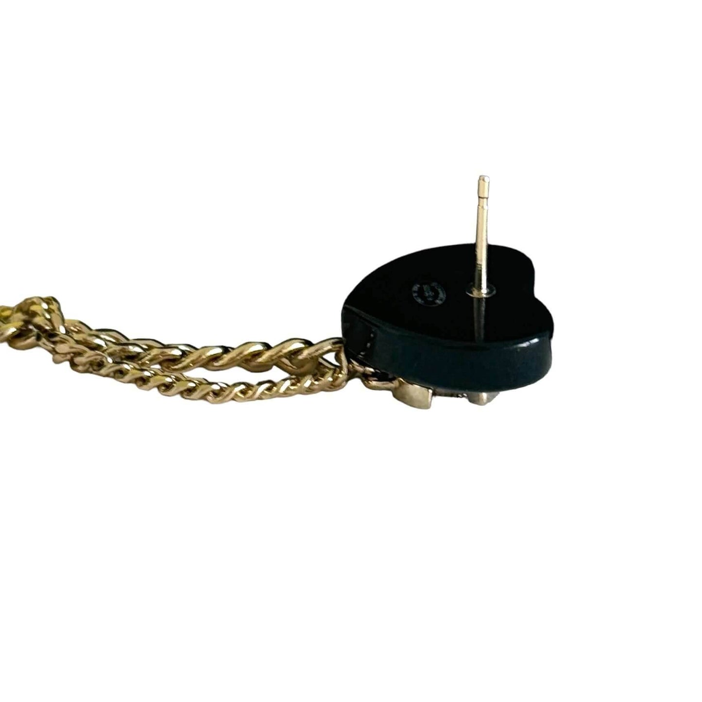 Chanel CC Gold & Black Chain Heart Earrings w/ attached Ear Cuff - My Mama Found What