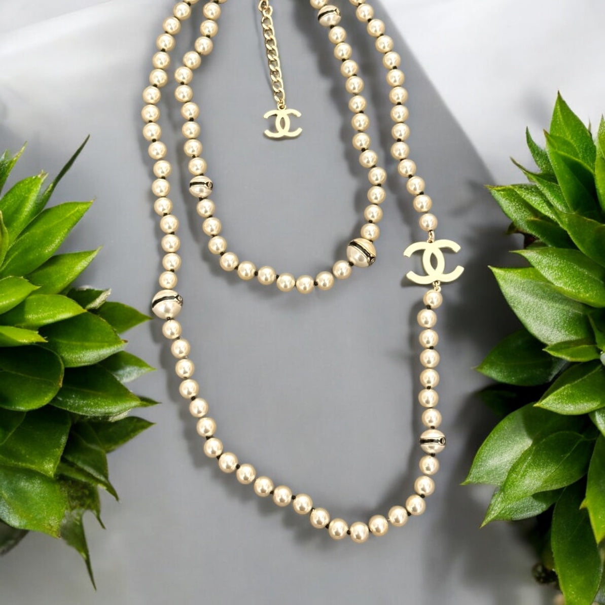 Chanel Lighter Gold CC , enamel Pearl Necklace - My Mama Found What