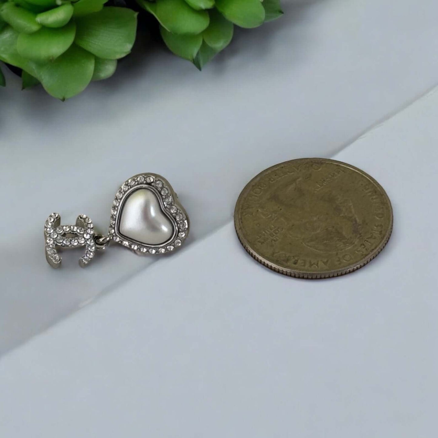 Authentic Chanel CC Silver Heart Dangle Earrings Pre-Owned 23 B - My Mama Found What