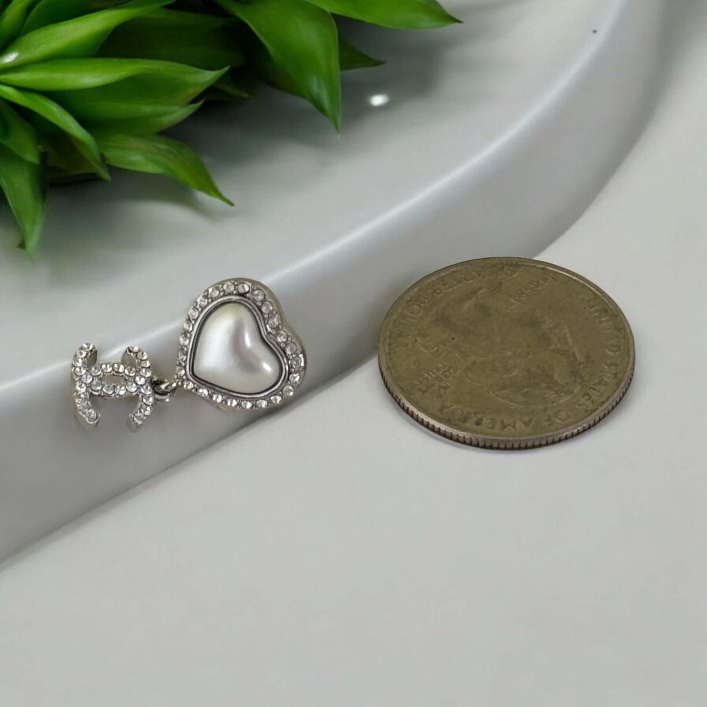 Authentic Chanel CC Silver Heart Dangle Earrings Pre-Owned 23 B - My Mama Found What