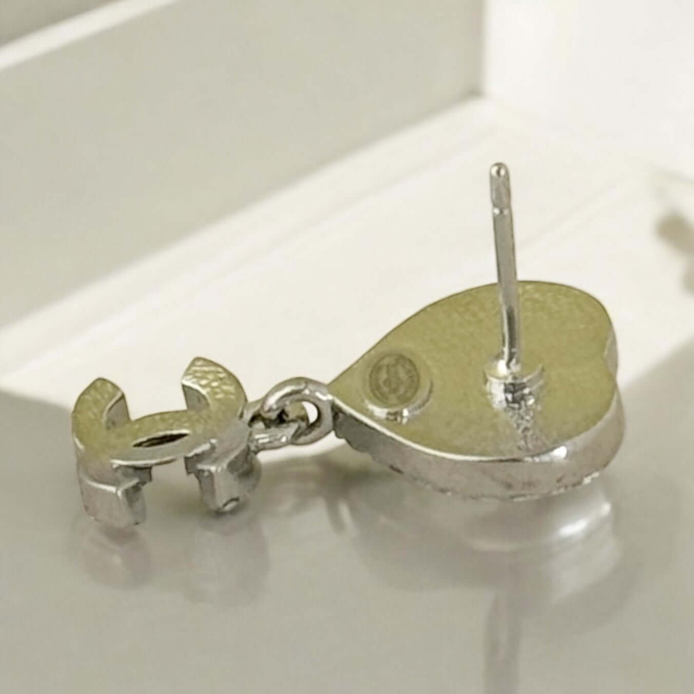 Authentic Chanel CC Silver Heart Dangle Earrings Pre-Owned 23 B - My Mama Found What