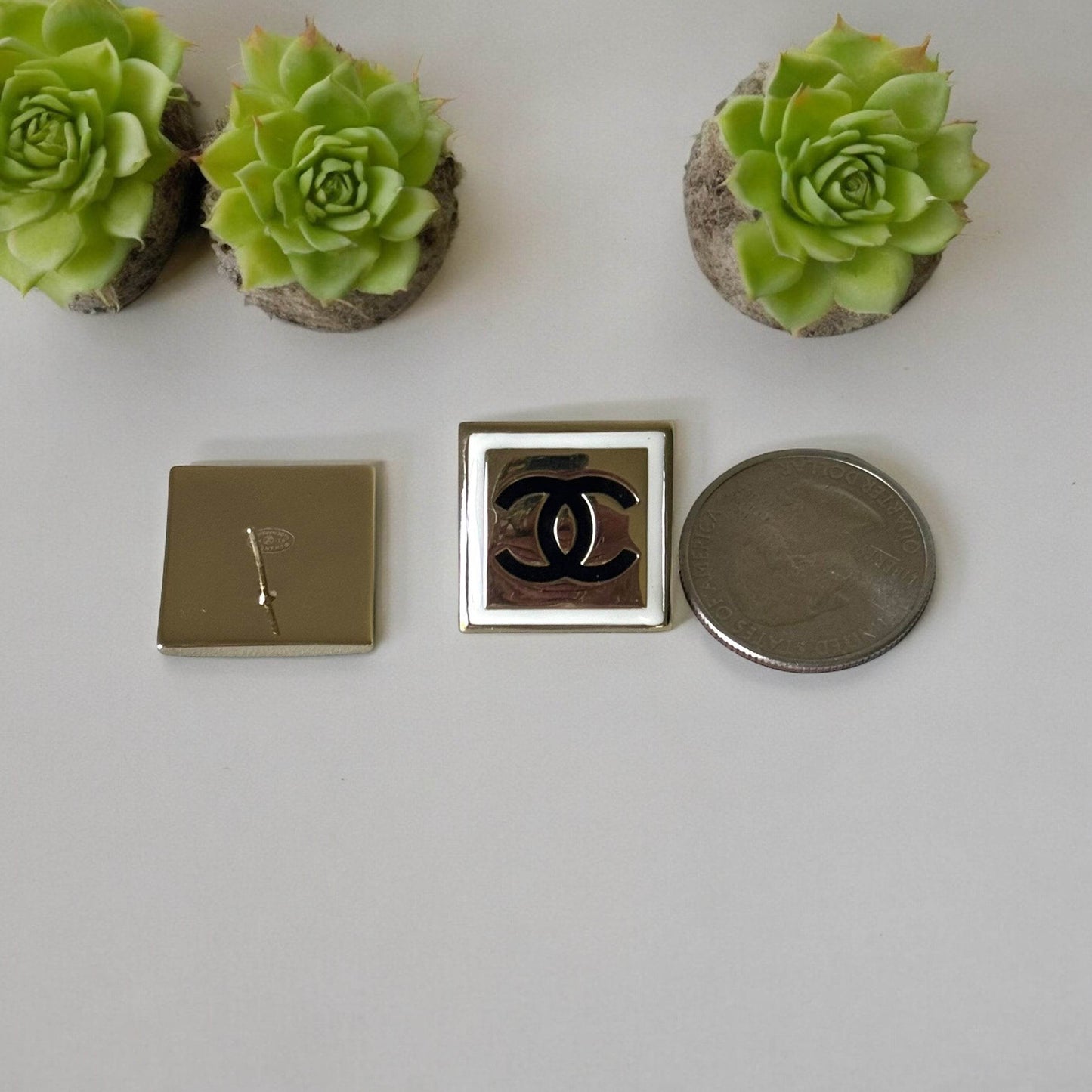 Authentic Chanel Gold CC Square Earrings Pre-Owned - My Mama Found What